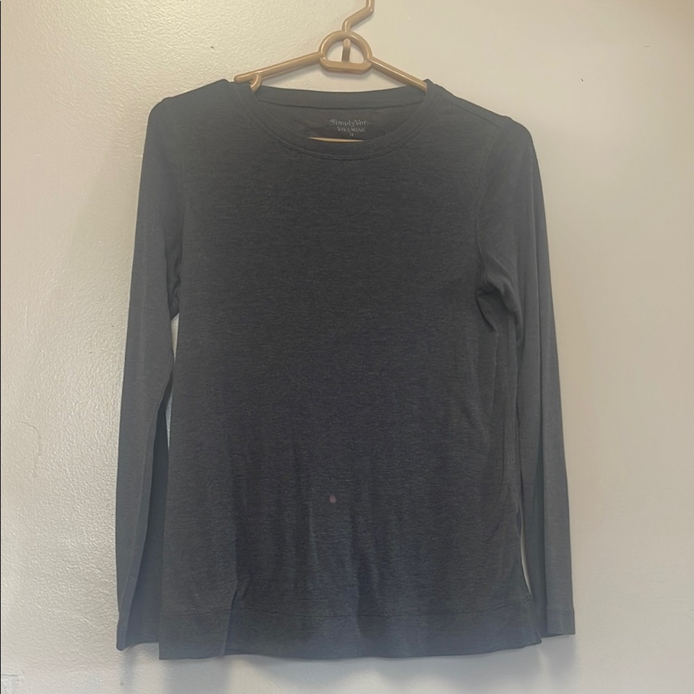 Vera Wang Simply Vera Blue Long Sleeve Top
